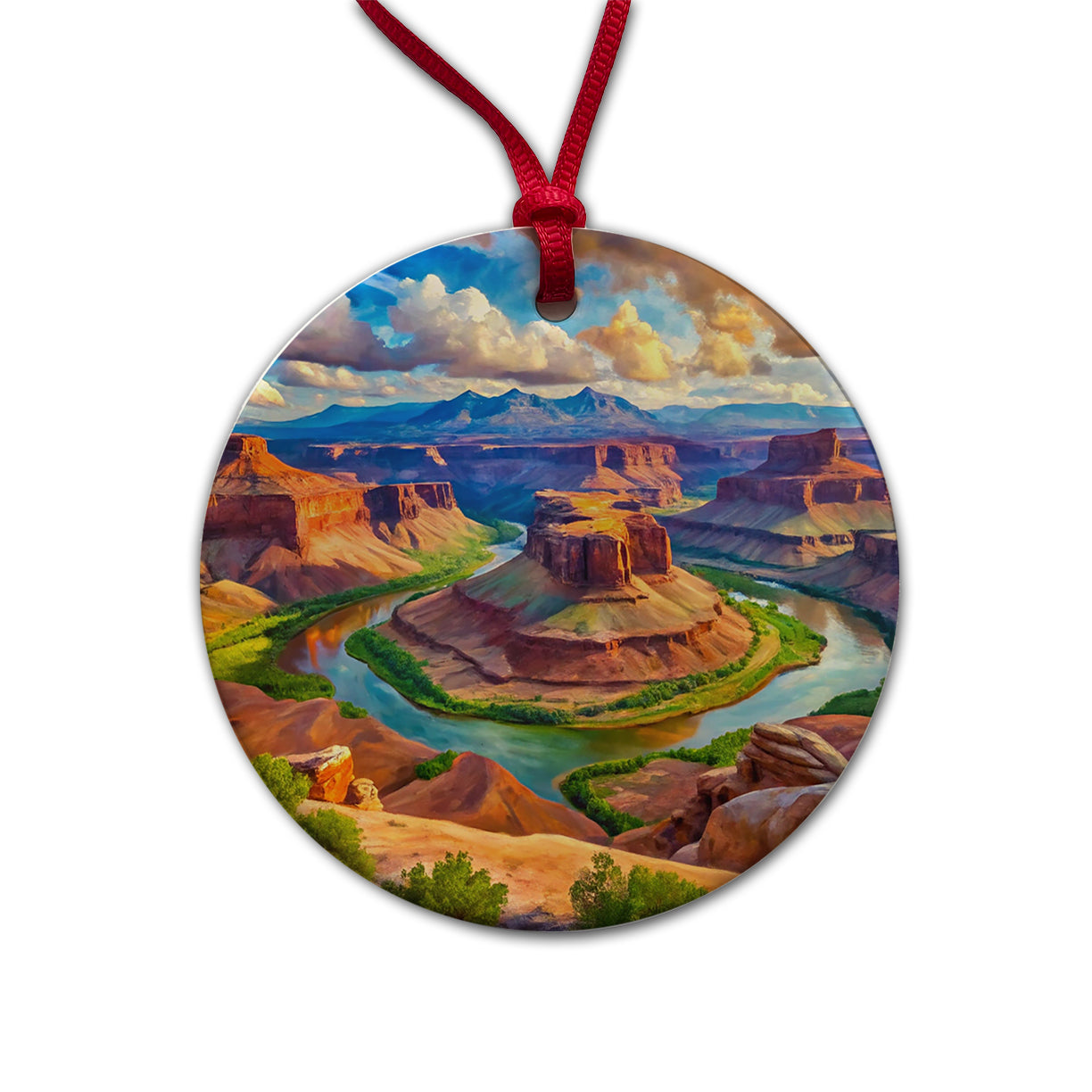 Canyonlands National Park Utah Watercolor Style Round Ceramic Holiday Christmas Tree Ornament
