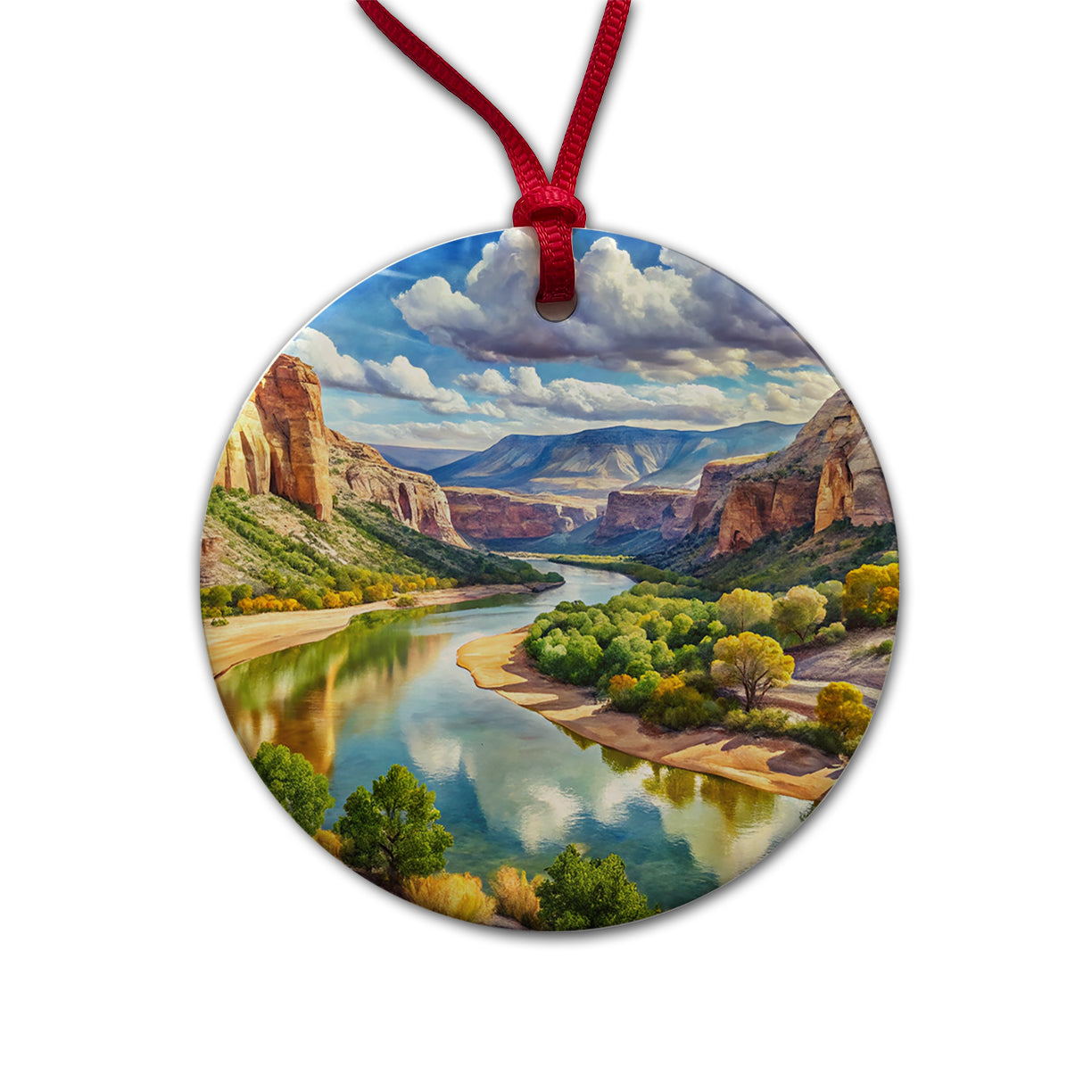 Dinosaur National Monument Colorado, Utah Watercolor Style Round Ceramic Holiday Christmas Tree Ornament