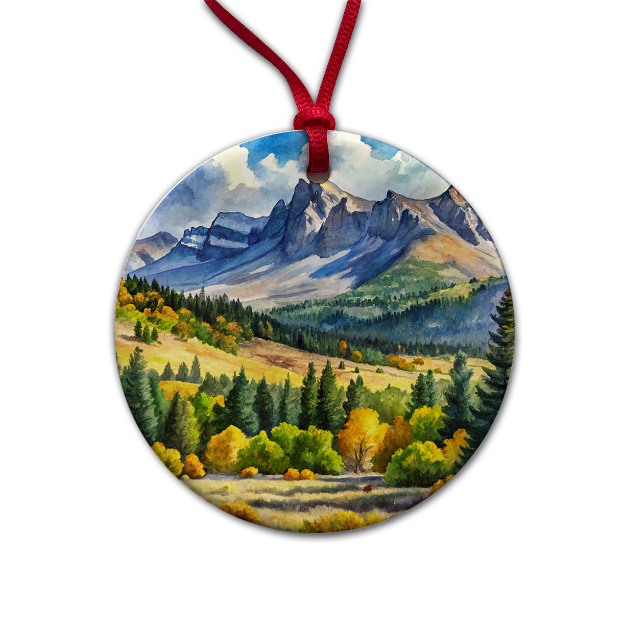 Great Basin National Park Nevada Watercolor Style Round Ceramic Holiday Christmas Tree Ornament