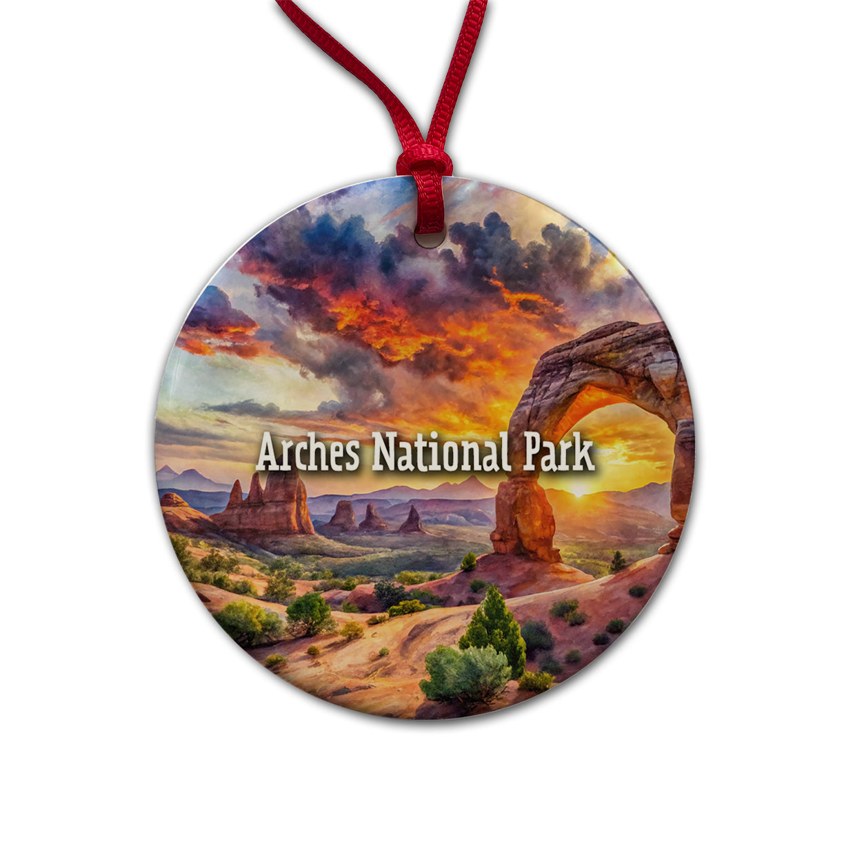 Arches National Park Utah Round Ceramic Holiday Christmas Tree Ornament