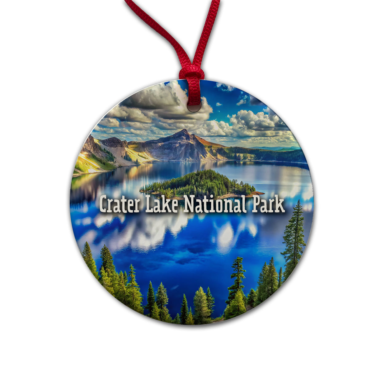 Crater Lake National Park Oregon Round Ceramic Holiday Christmas Tree Ornament
