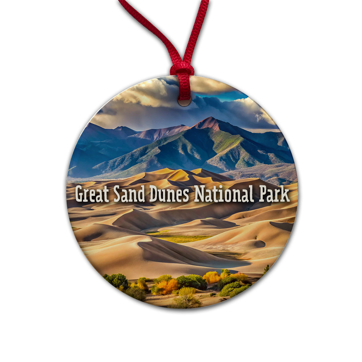 Great Sand Dunes National Park Colorado Round Ceramic Holiday Christmas Tree Ornament