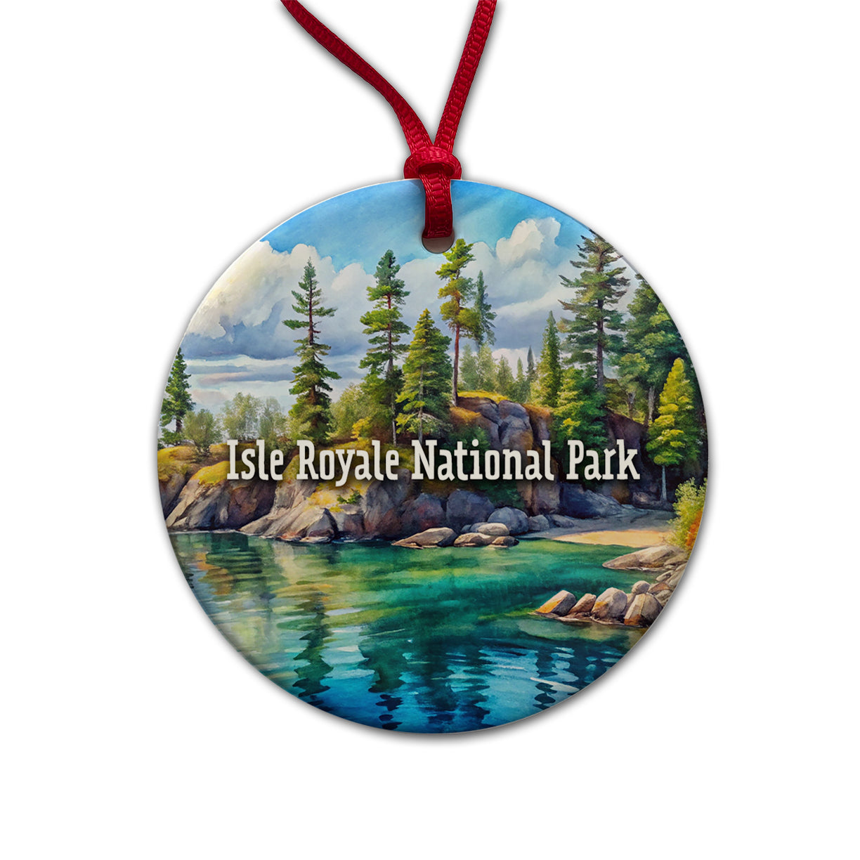 Isle Royale National Park Michigan Round Ceramic Holiday Christmas Tree Ornament