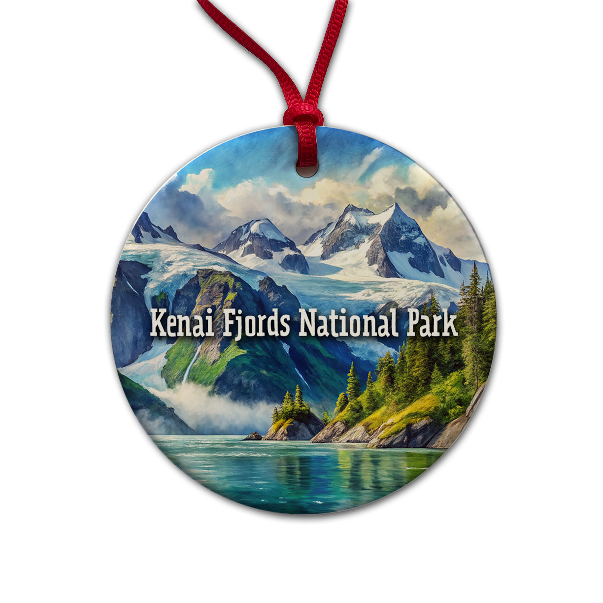 Kenai Fjords National Park Alaska Round Ceramic Holiday Christmas Tree Ornament