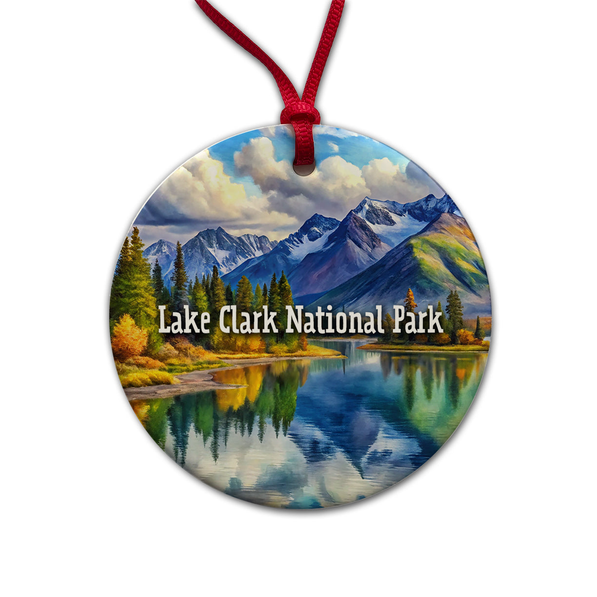 Lake Clark National Park Alaska Round Ceramic Holiday Christmas Tree Ornament