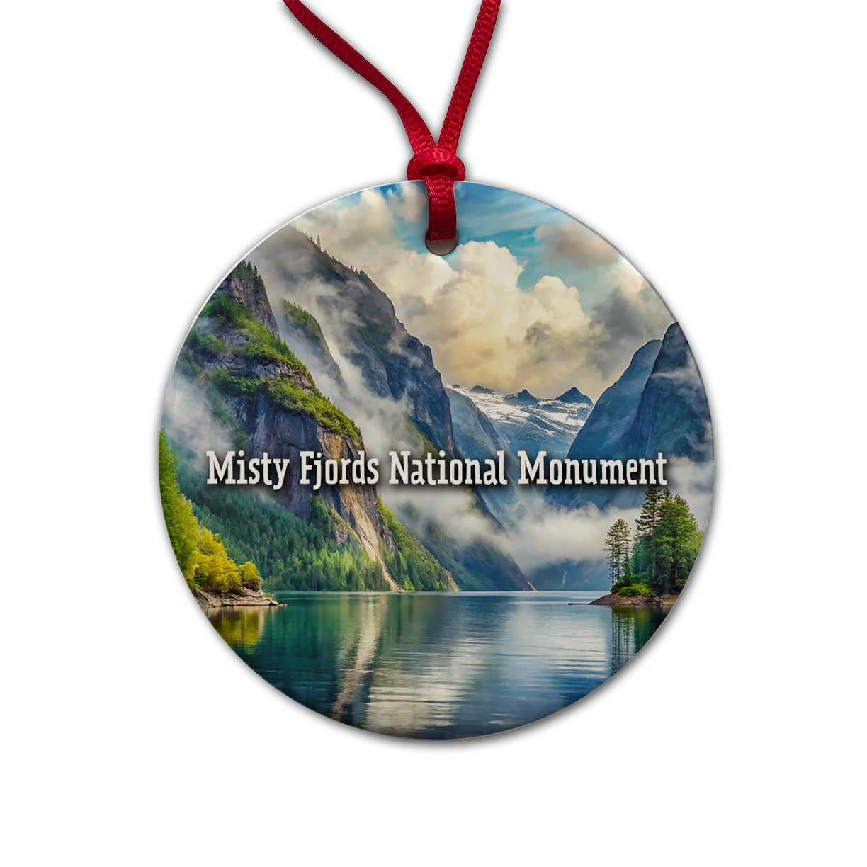 Misty Fjords National Monument Alaska Round Ceramic Holiday Christmas Tree Ornament