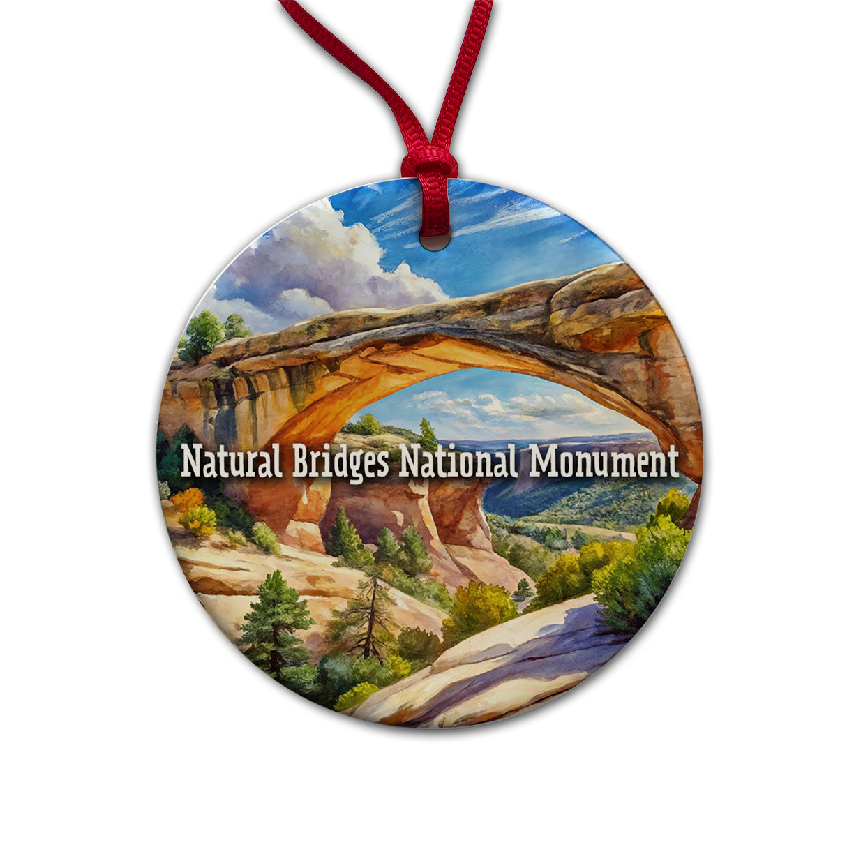 Natural Bridges National Monument Utah Round Ceramic Holiday Christmas Tree Ornament