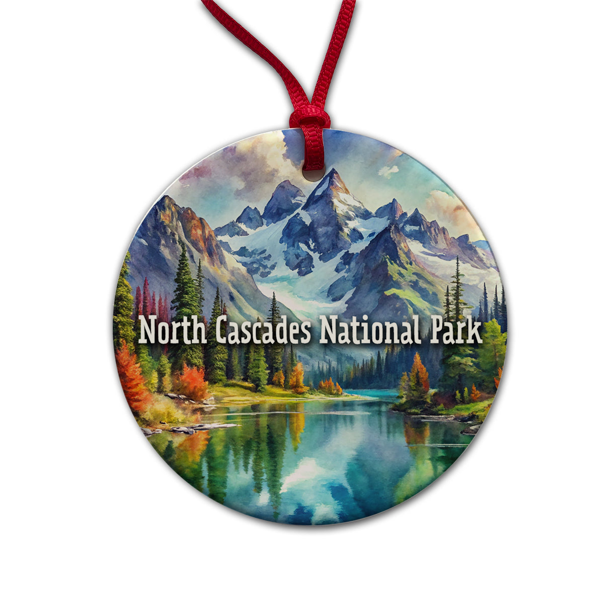 North Cascades National Park Washington Round Ceramic Holiday Christmas Tree Ornament