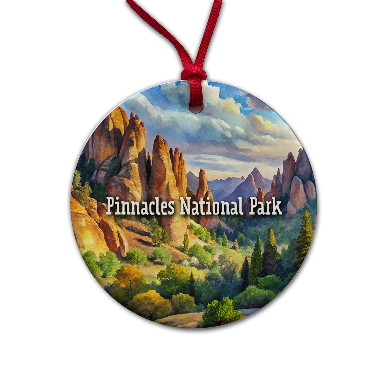Pinnacles National Park California Round Ceramic Holiday Christmas Tree Ornament
