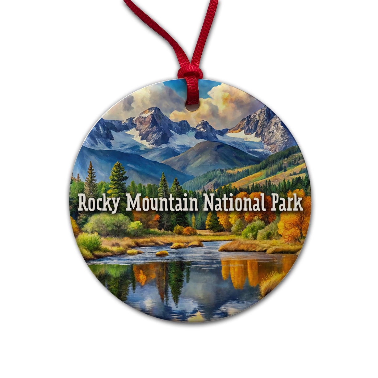 Rocky Mountain National Park Colorado Round Ceramic Holiday Christmas Tree Ornament