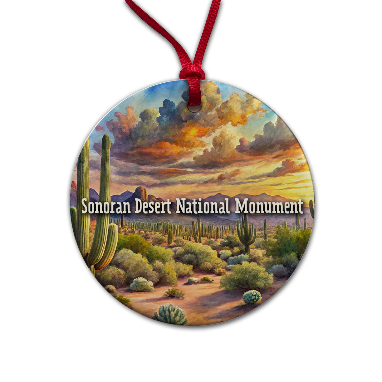 Sonoran Desert National Monument Arizona Round Ceramic Holiday Christmas Tree Ornament