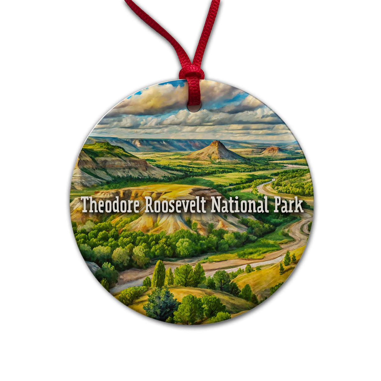 Theodore Roosevelt National Park North Dakota Round Ceramic Holiday Christmas Tree Ornament