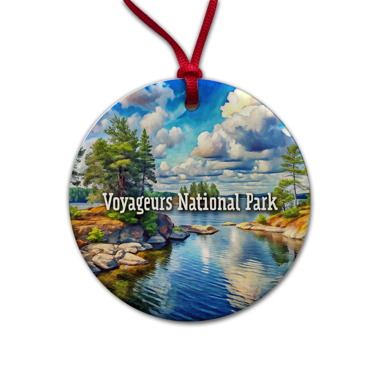 Voyageurs National Park Minnesota Round Ceramic Holiday Christmas Tree Ornament