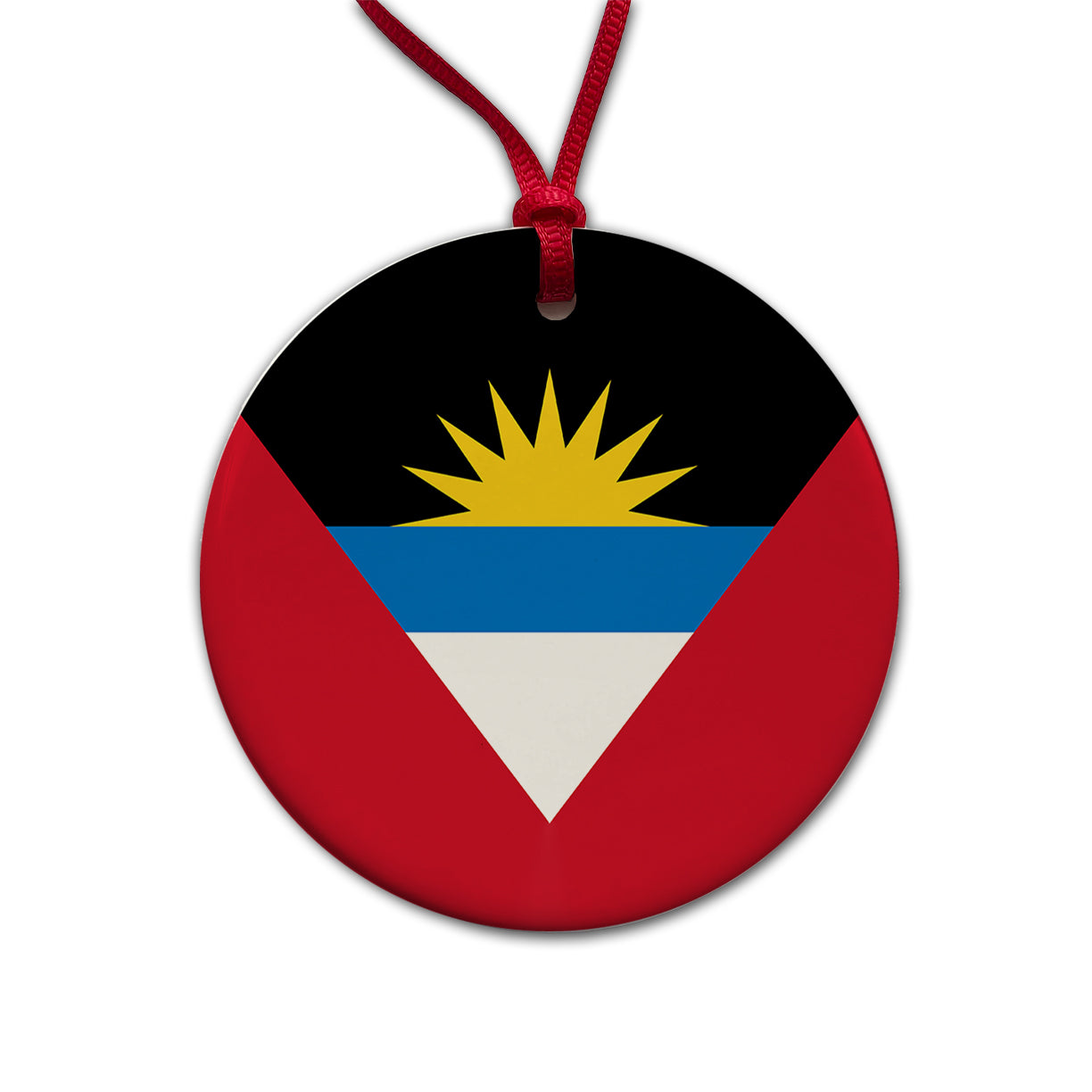 Antigua and Barbuda Country Flag Round Ceramic Holiday Christmas Tree Ornament
