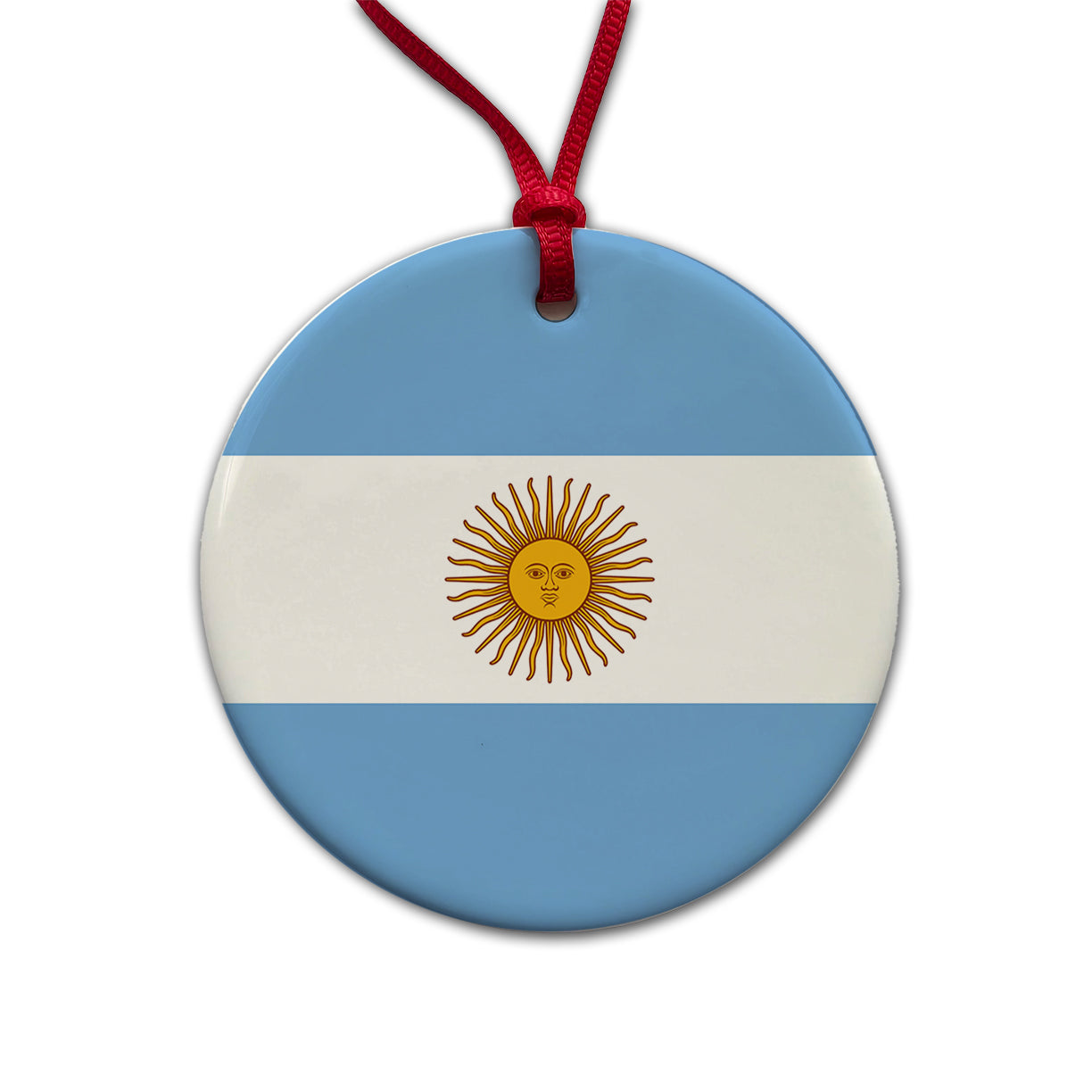 Argentina Country Flag Round Ceramic Holiday Christmas Tree Ornament