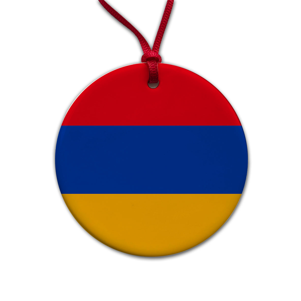 Armenia Country Flag Round Ceramic Holiday Christmas Tree Ornament