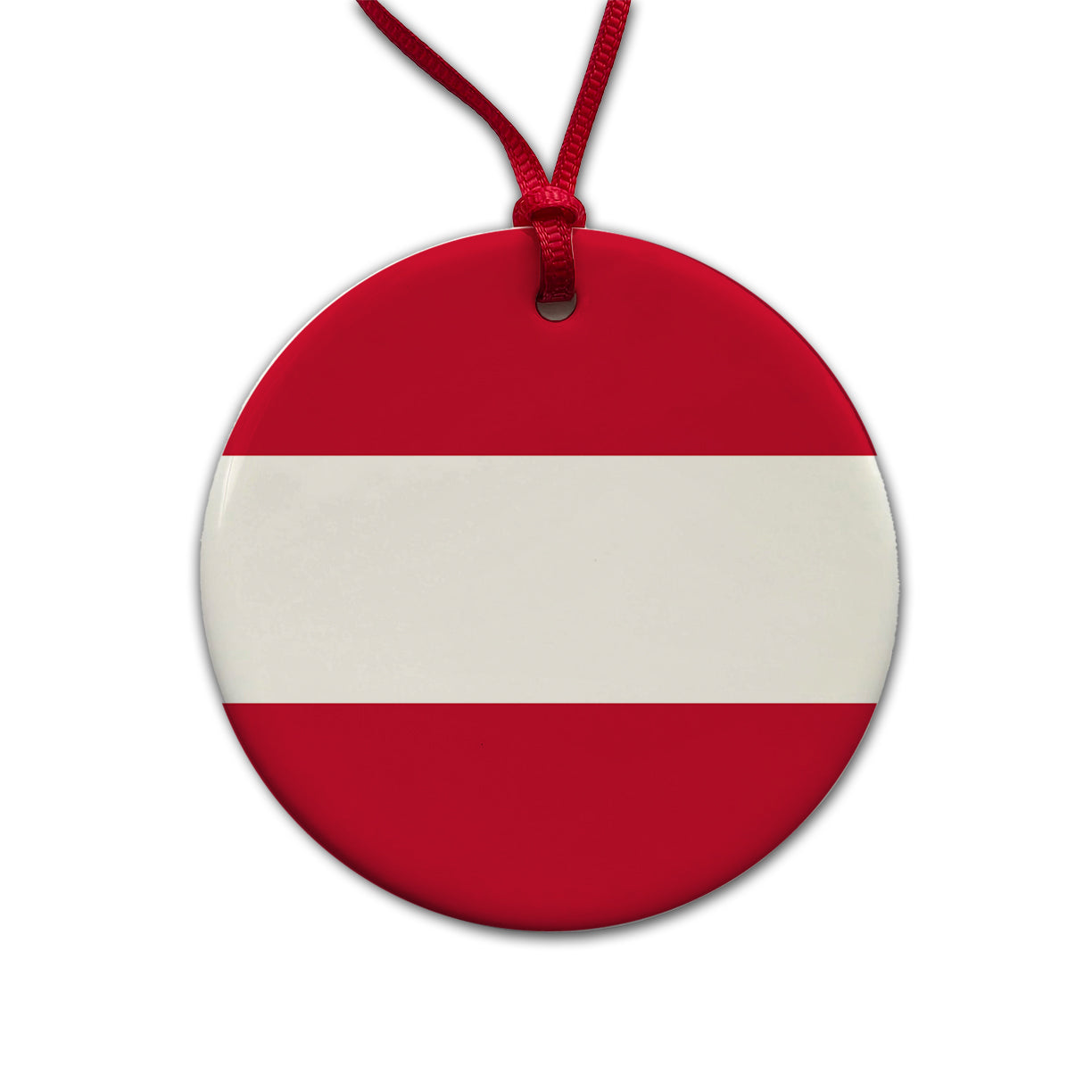 Austria Country Flag Round Ceramic Holiday Christmas Tree Ornament