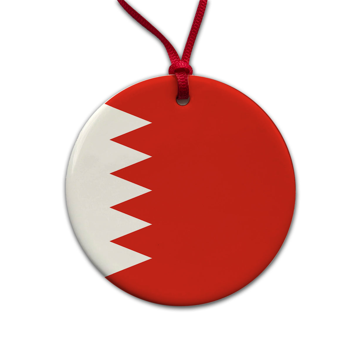 Bahrain Country Flag Round Ceramic Holiday Christmas Tree Ornament