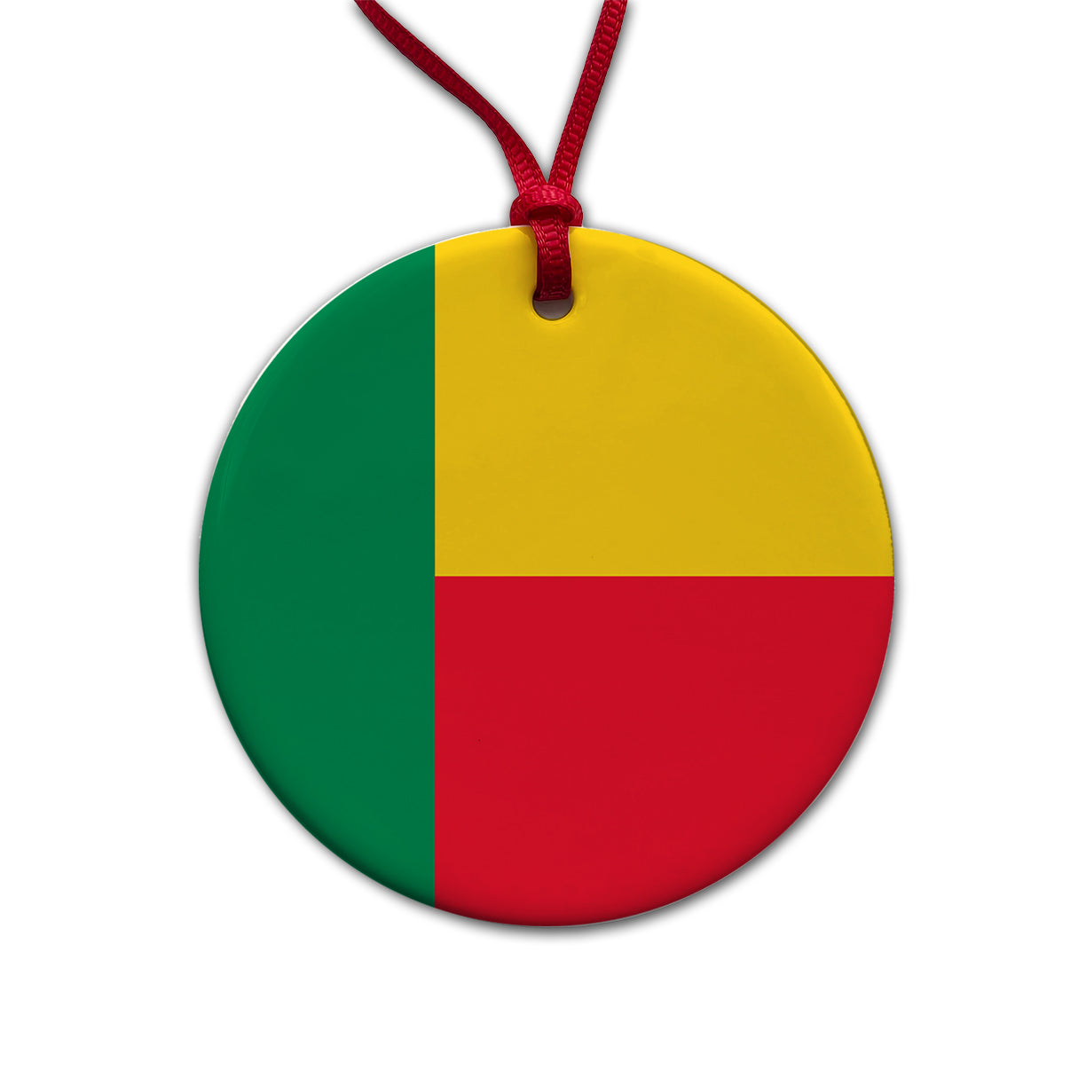 Benin Country Flag Round Ceramic Holiday Christmas Tree Ornament