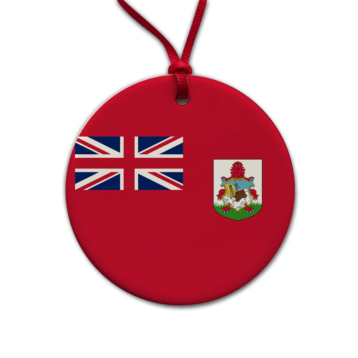 Bermuda Country Flag Round Ceramic Holiday Christmas Tree Ornament