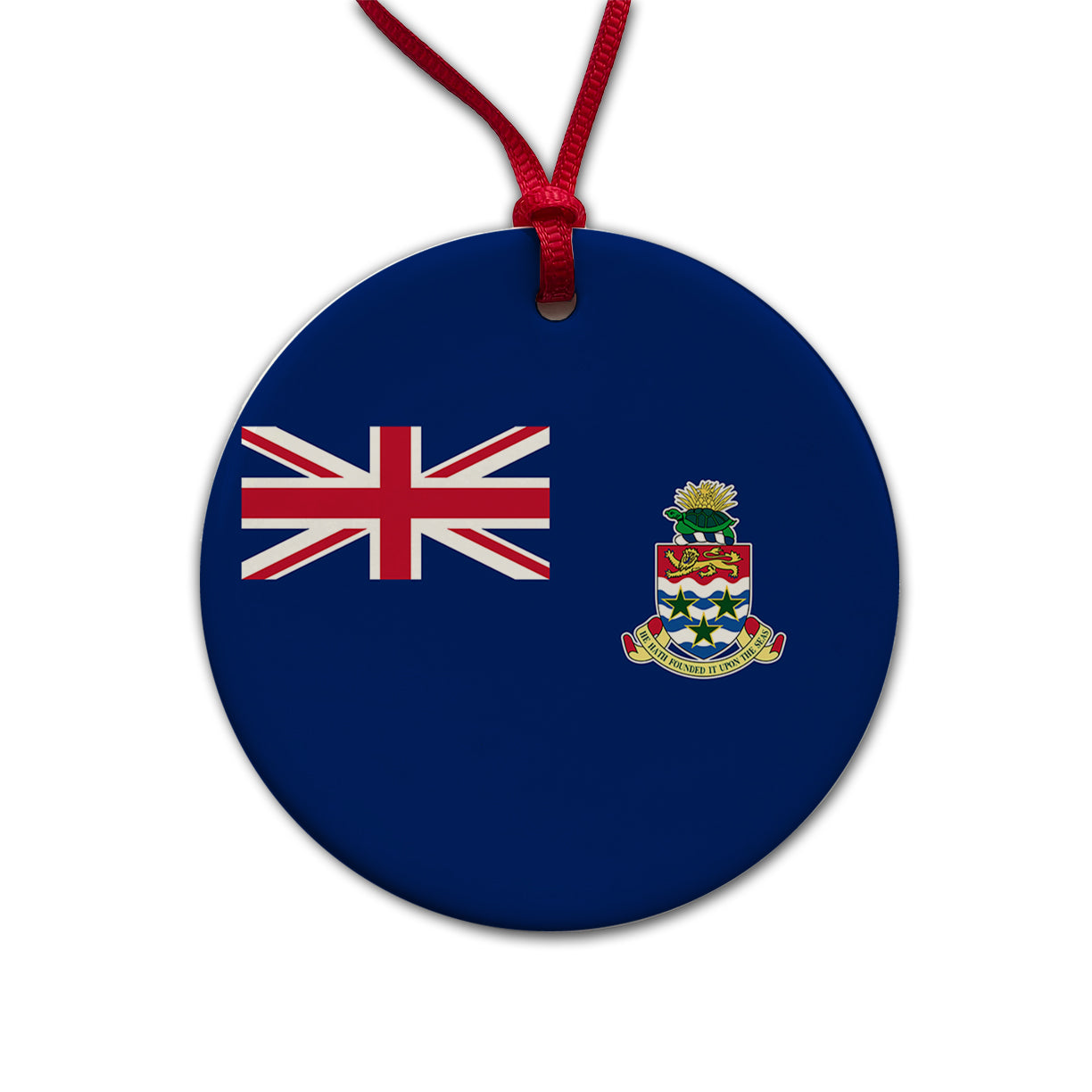 Cayman Islands Country Flag Round Ceramic Holiday Christmas Tree Ornament