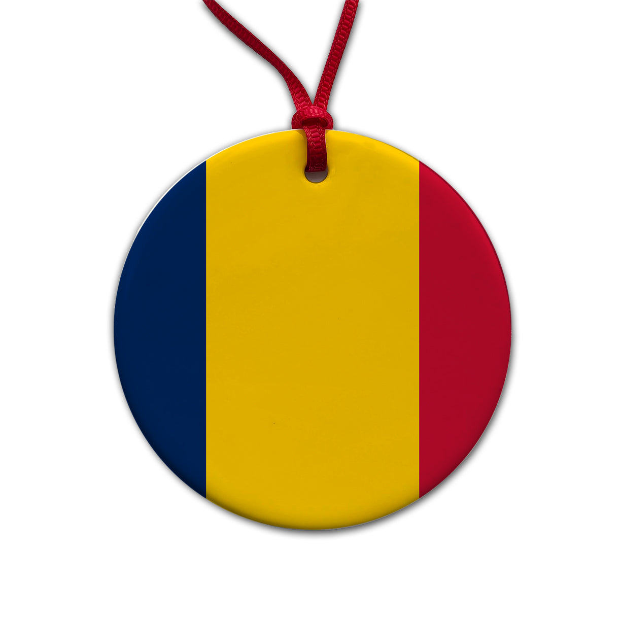 Chad Country Flag Round Ceramic Holiday Christmas Tree Ornament
