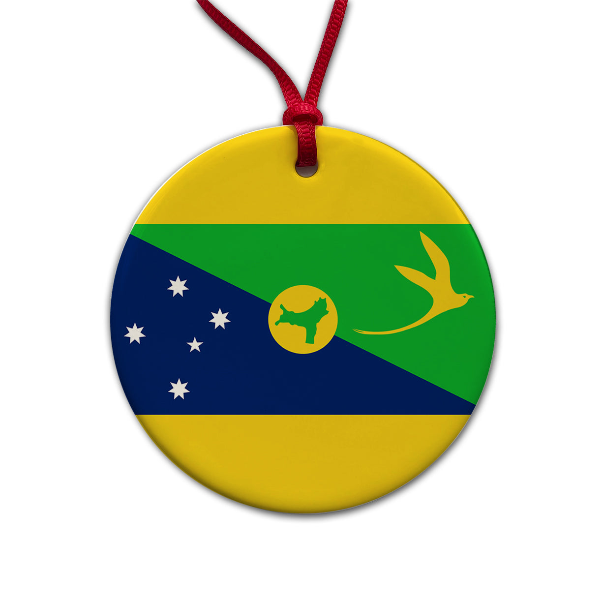 Christmas Island Country Flag Round Ceramic Holiday Christmas Tree Ornament