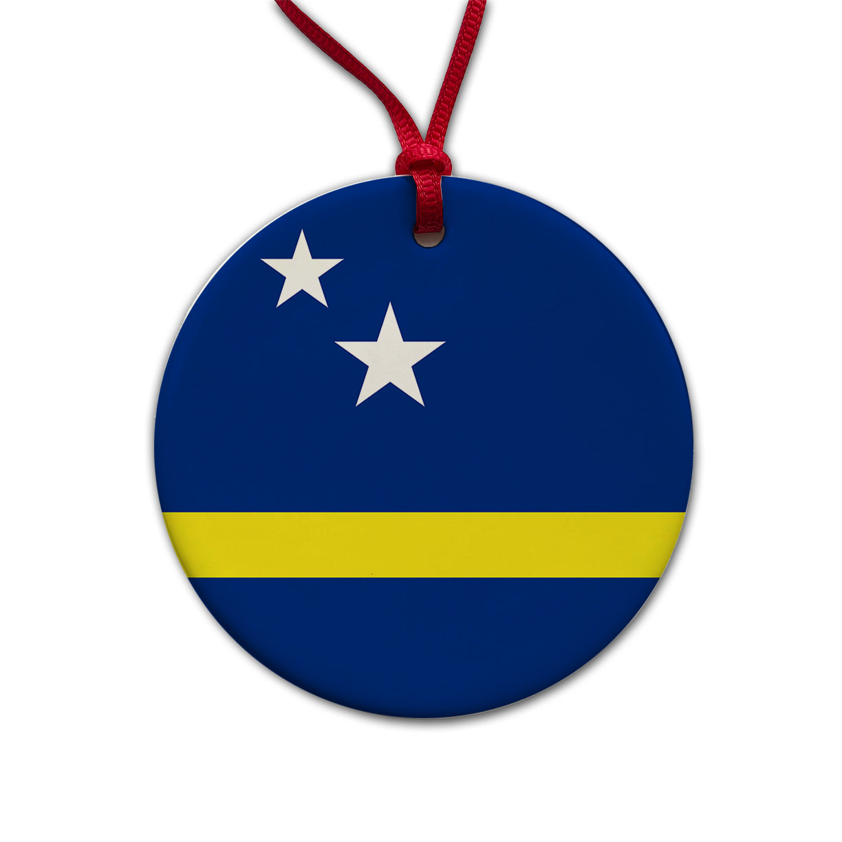 Curaçao Country Flag Round Ceramic Holiday Christmas Tree Ornament