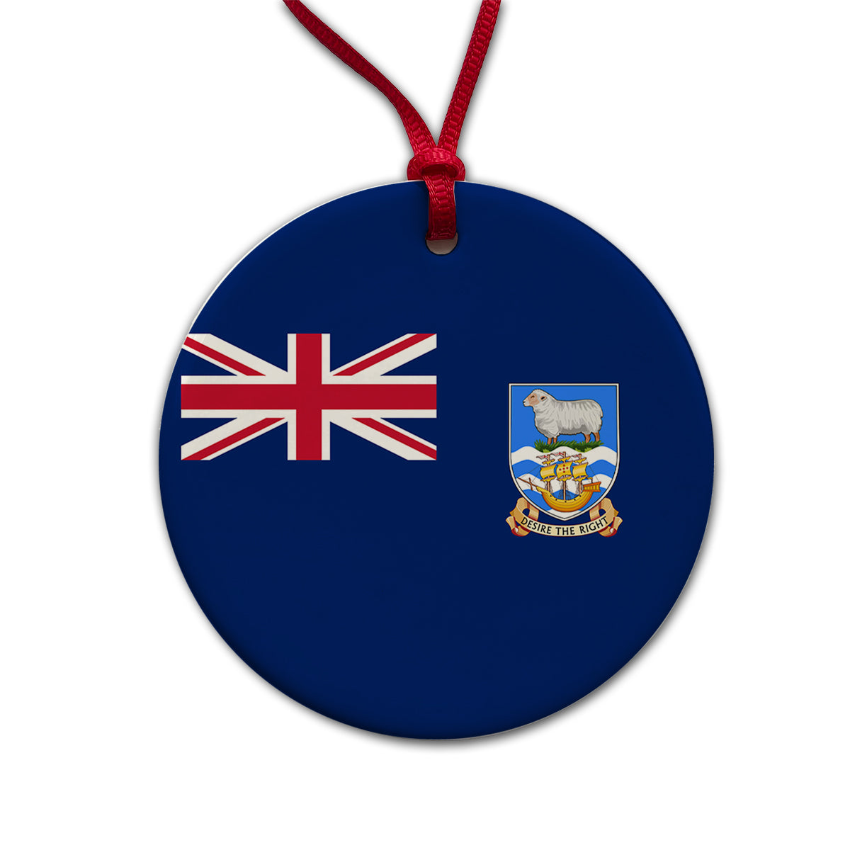 Falkland Islands Country Flag Round Ceramic Holiday Christmas Tree Ornament