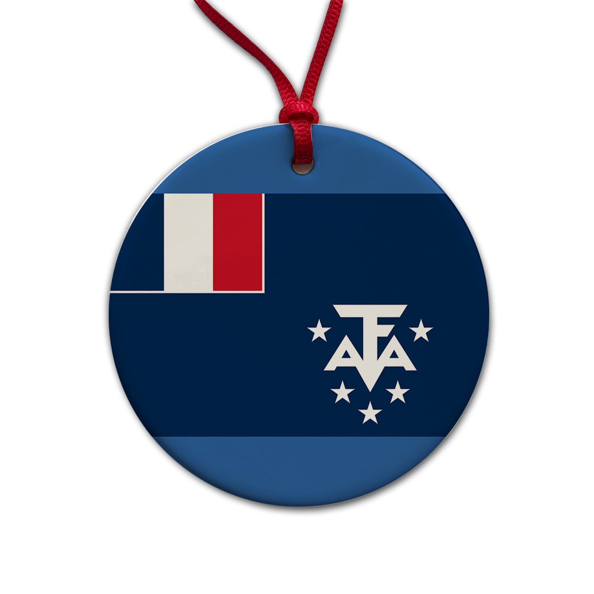 French Southern Territories Country Flag Round Ceramic Holiday Christmas Tree Ornament