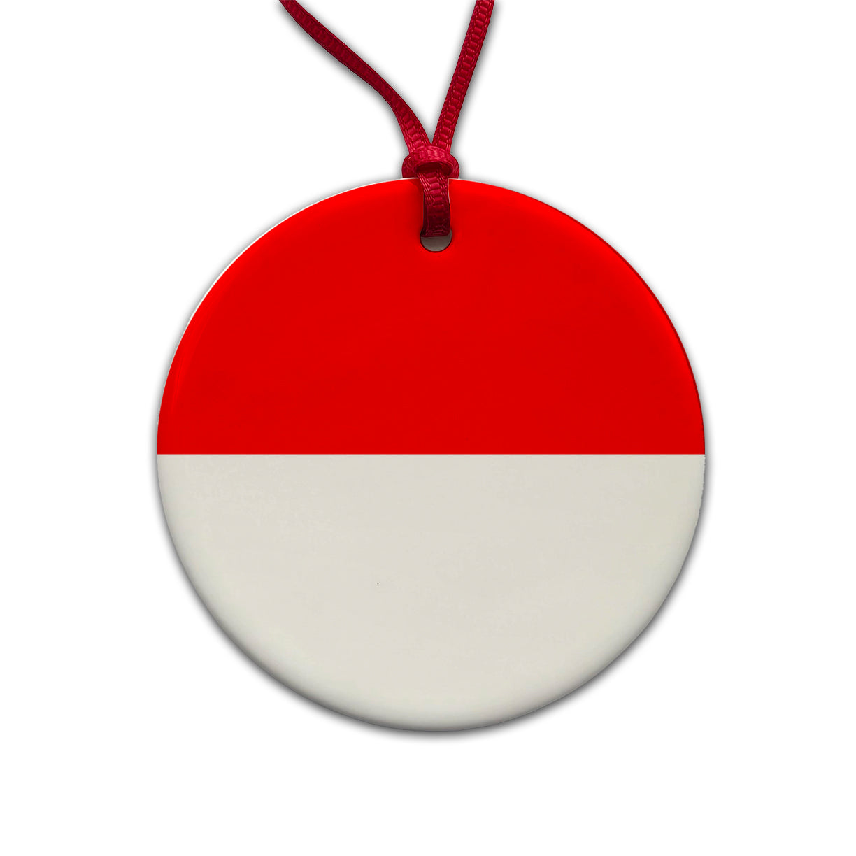 Indonesia Country Flag Round Ceramic Holiday Christmas Tree Ornament