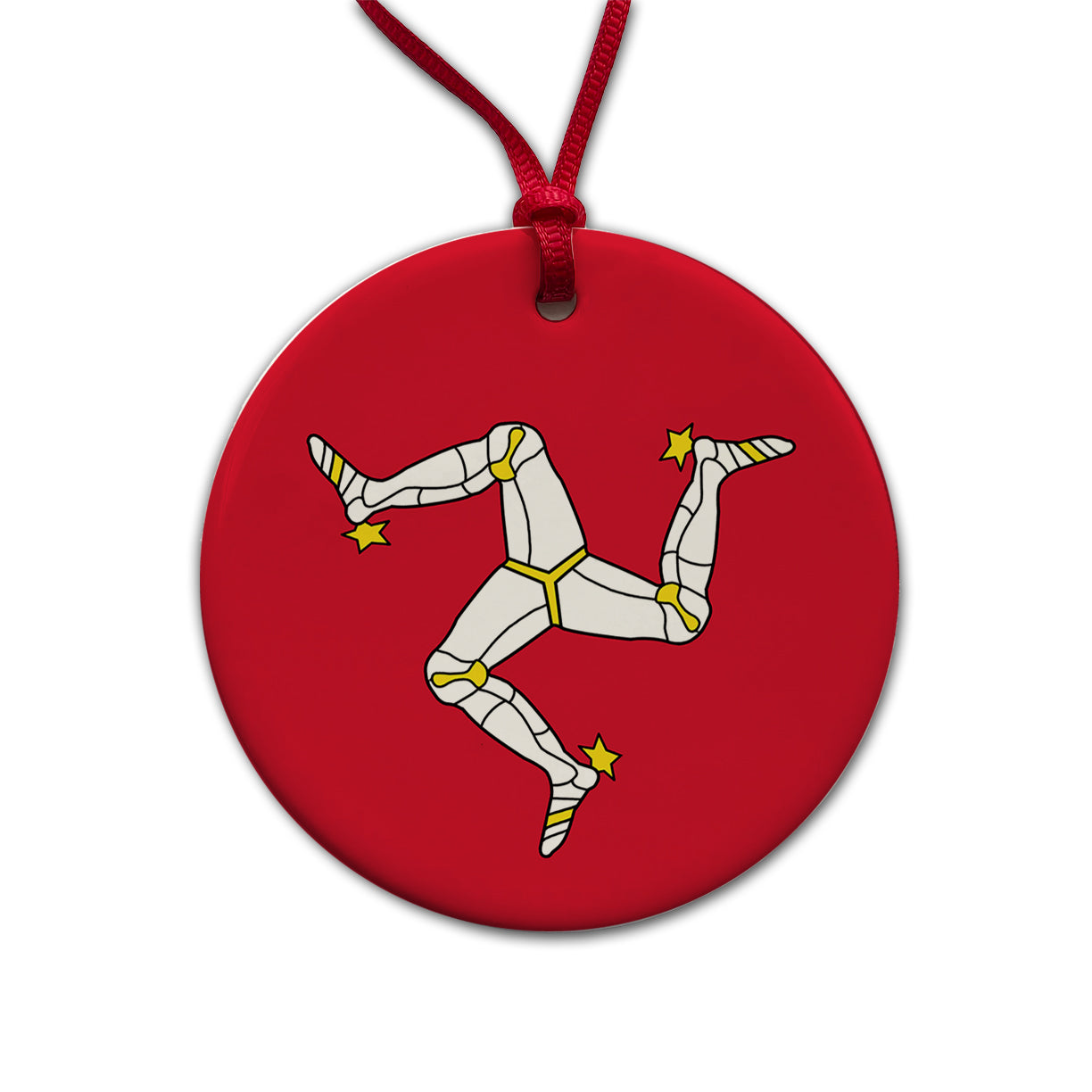 Isle of Man Country Flag Round Ceramic Holiday Christmas Tree Ornament