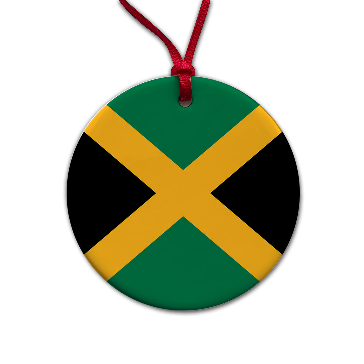 Jamaica Country Flag Round Ceramic Holiday Christmas Tree Ornament