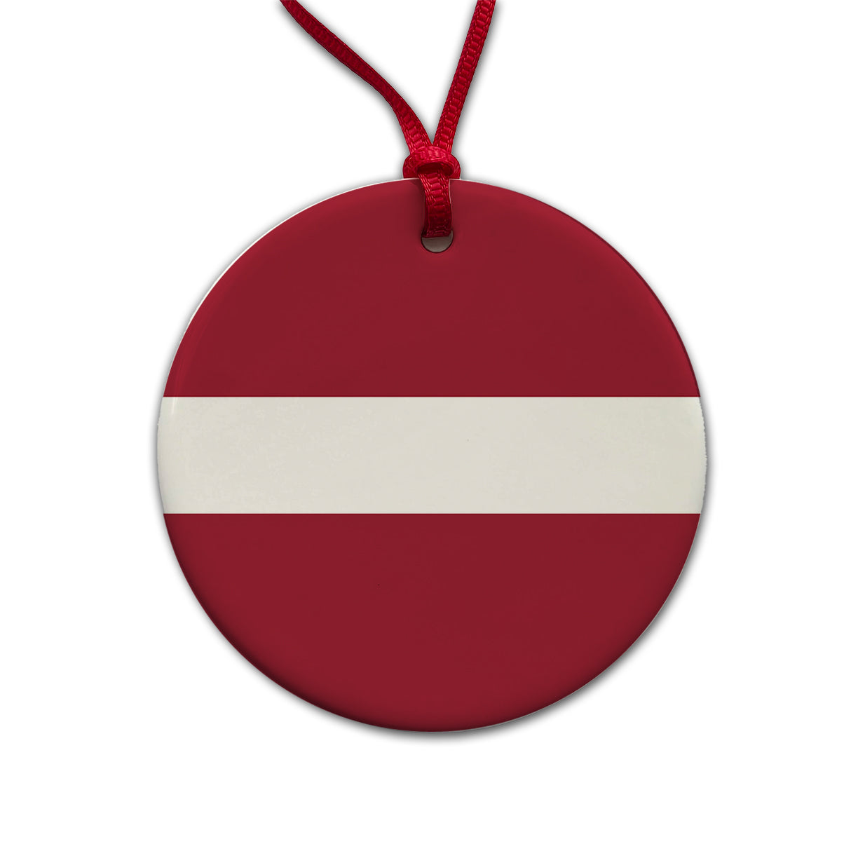 Latvia Country Flag Round Ceramic Holiday Christmas Tree Ornament