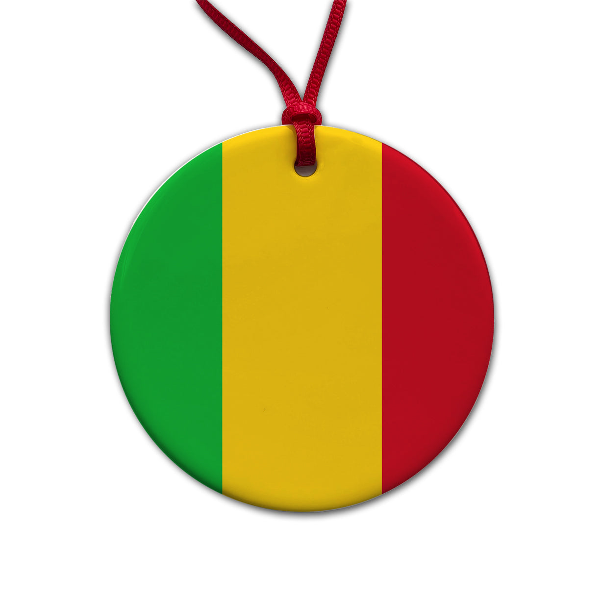 Mali Country Flag Round Ceramic Holiday Christmas Tree Ornament