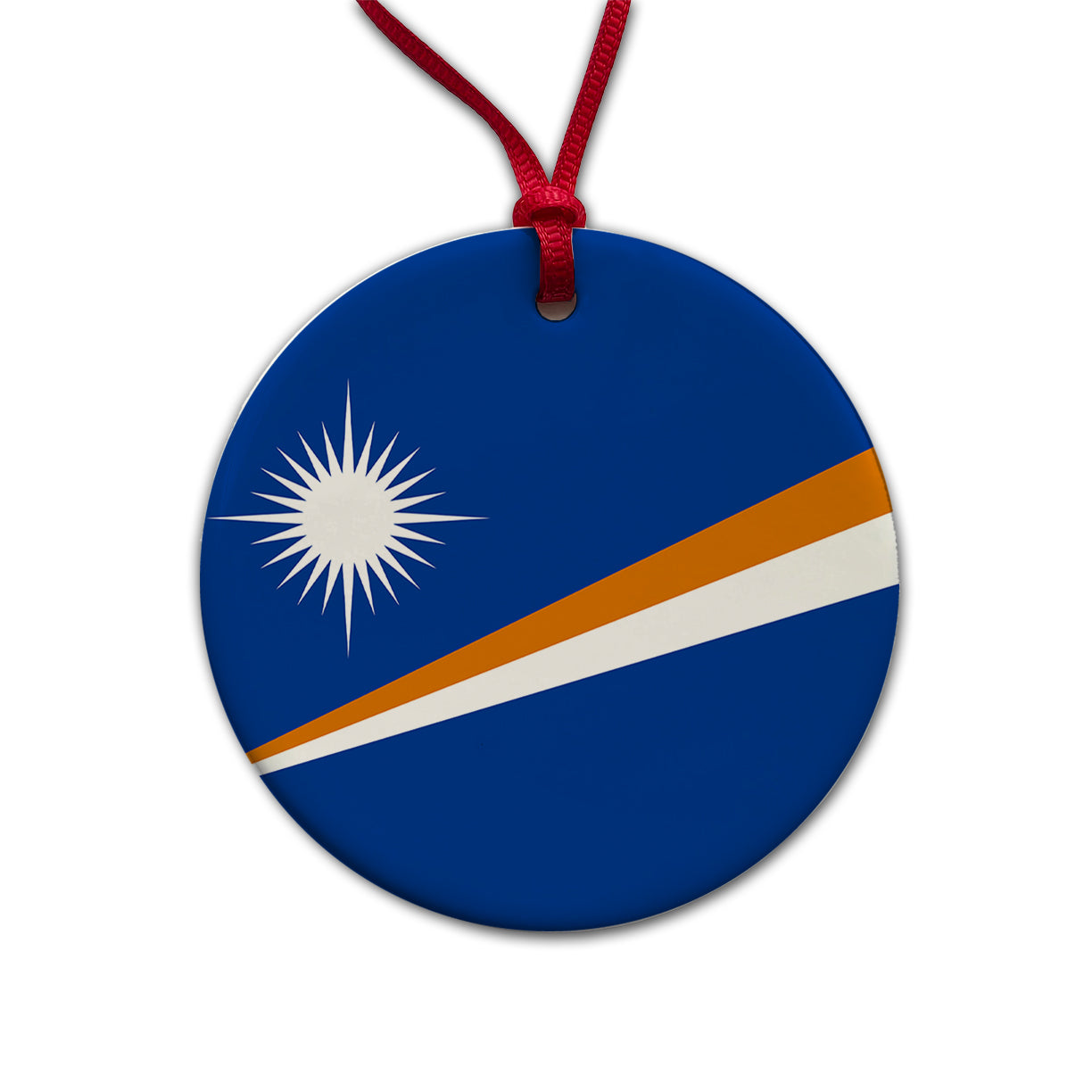 Marshall Islands Country Flag Round Ceramic Holiday Christmas Tree Ornament