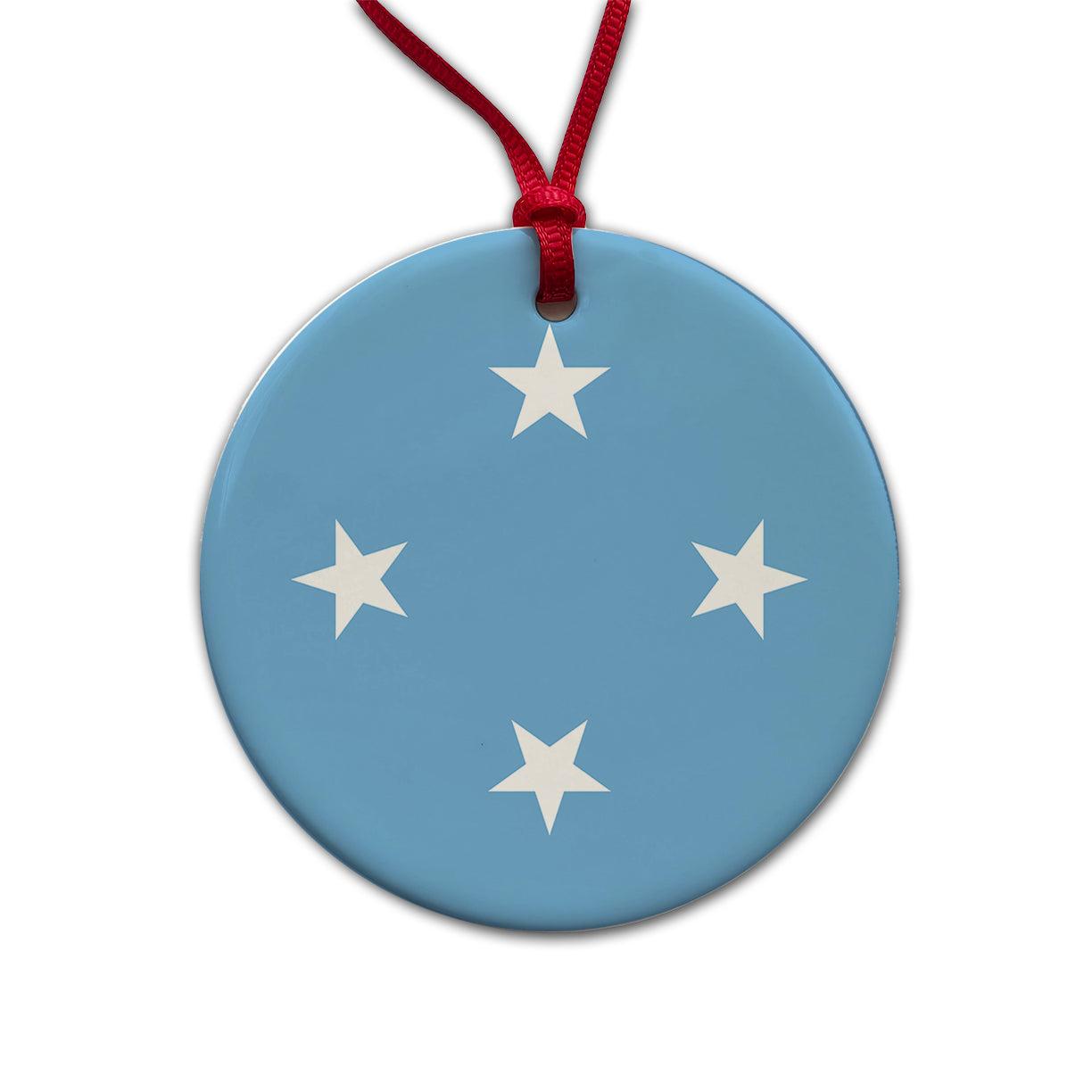 Micronesia Country Flag Round Ceramic Holiday Christmas Tree Ornament