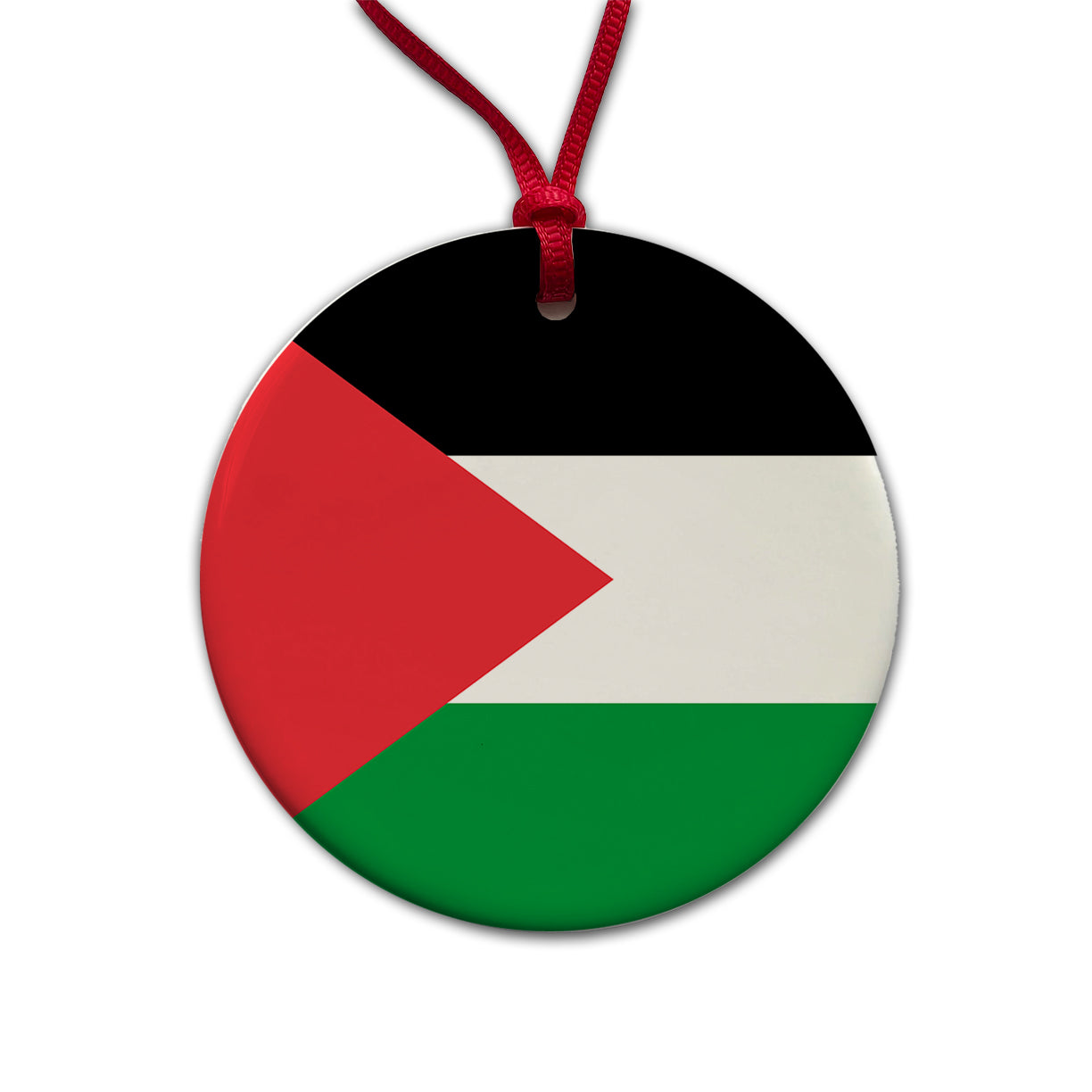 Palestine, State of Country Flag Round Ceramic Holiday Christmas Tree Ornament