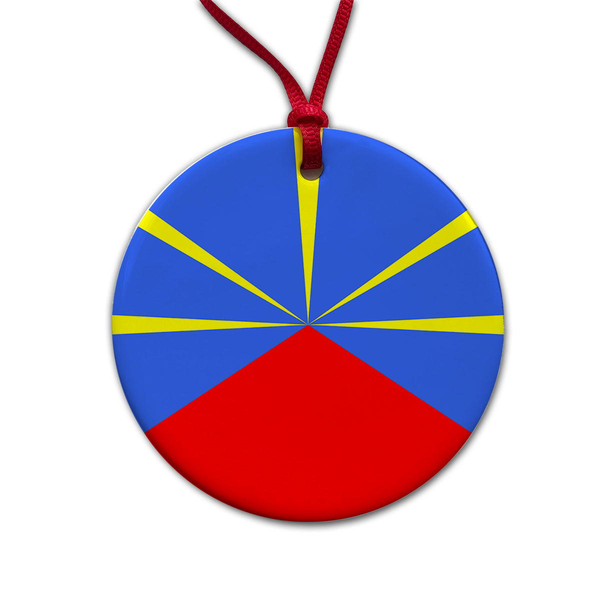 Réunion Country Flag Round Ceramic Holiday Christmas Tree Ornament