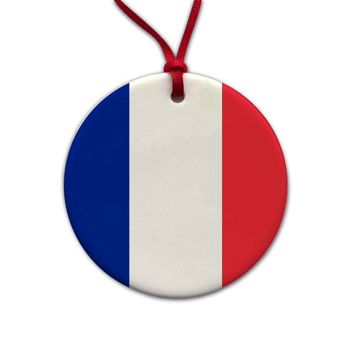 Saint Martin (French part) Country Flag Round Ceramic Holiday Christmas Tree Ornament