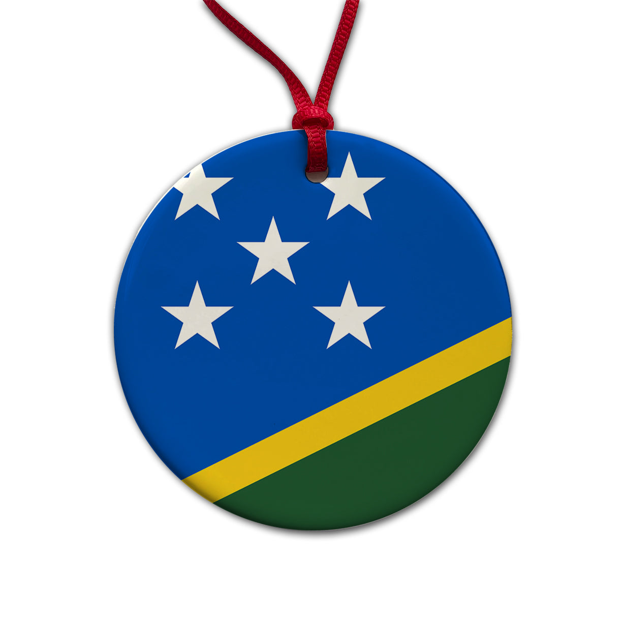 Solomon Islands Country Flag Round Ceramic Holiday Christmas Tree Ornament