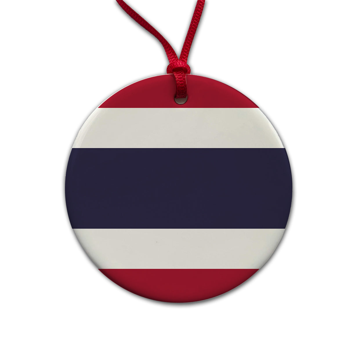 Thailand Country Flag Round Ceramic Holiday Christmas Tree Ornament