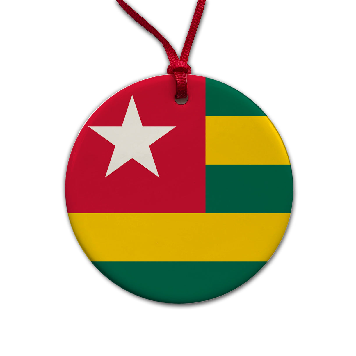 Togo Country Flag Round Ceramic Holiday Christmas Tree Ornament