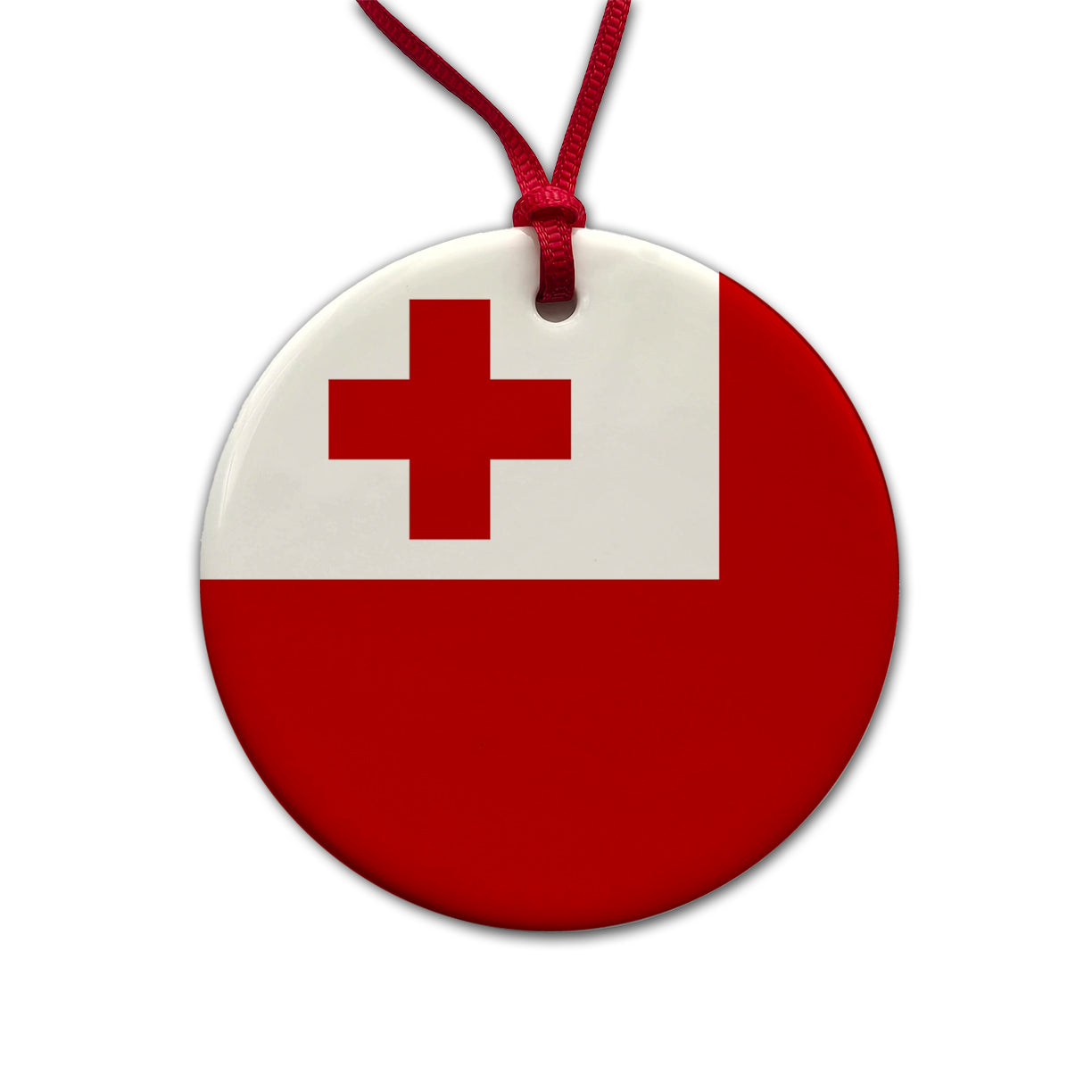 Tonga Country Flag Round Ceramic Holiday Christmas Tree Ornament
