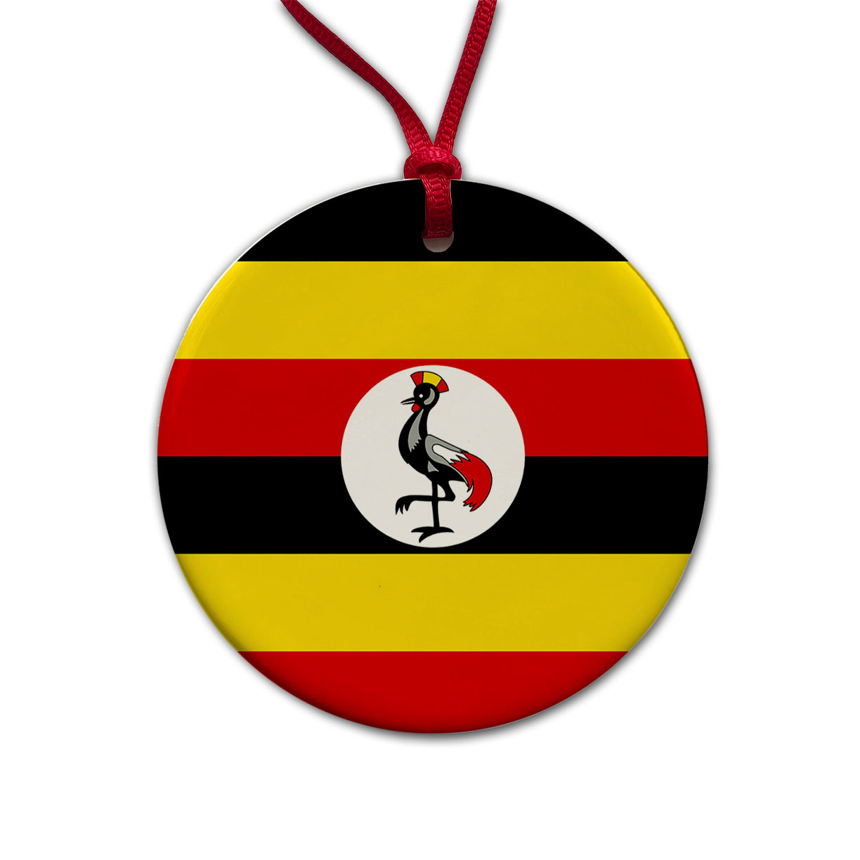 Uganda Country Flag Round Ceramic Holiday Christmas Tree Ornament