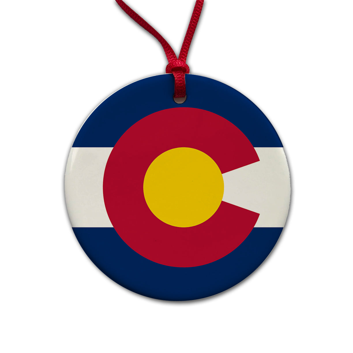 Colorado CO State Flag Round Ceramic Holiday Christmas Tree Ornament