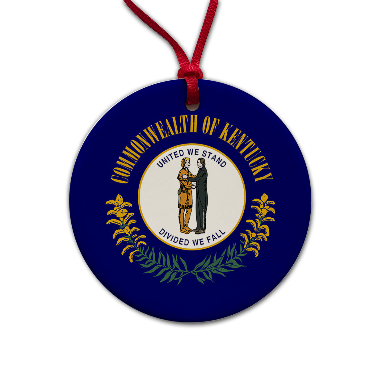 Kentucky KY State Flag Round Ceramic Holiday Christmas Tree Ornament