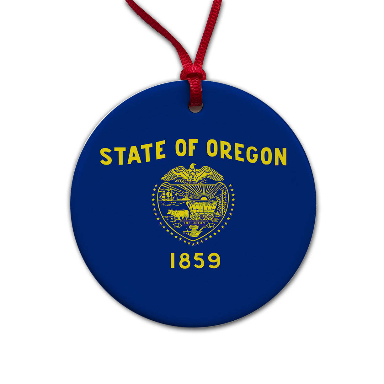 Oregon OR State Flag Round Ceramic Holiday Christmas Tree Ornament