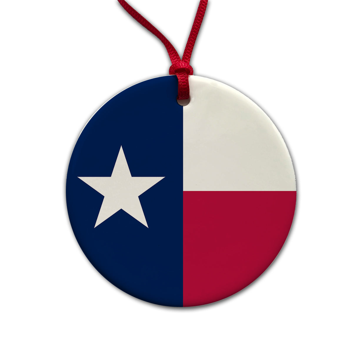 Texas TX State Flag Round Ceramic Holiday Christmas Tree Ornament