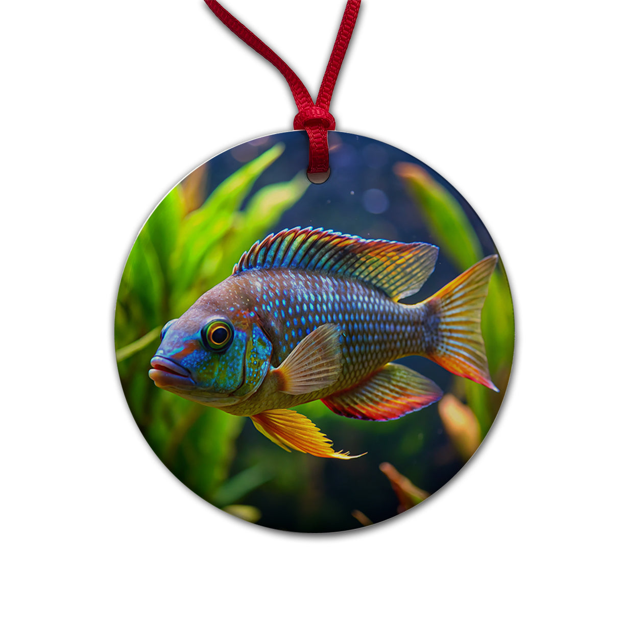 Cichlid Aquarium Fish Round Ceramic Holiday Christmas Tree Ornament
